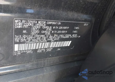 2021 Toyota Venza Xle from USA, damaged, VIN JTEAAAAHXMJ044935